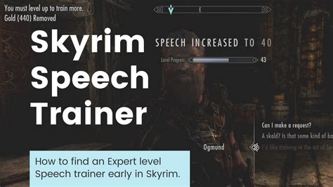 Are you trying to raise your <b>speech</b> for persuasion checks, to get specific perks or to sell items? As for any skill, the fastest way to increase <b>Speech</b> is to use one of the <b>trainers</b>. . Speech trainer skyrim